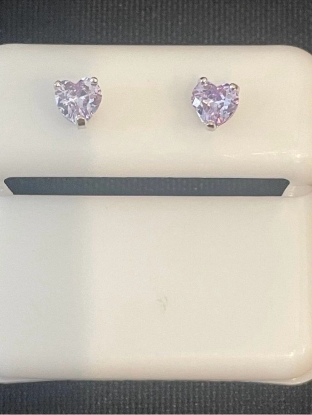 Purple Moissanite heart stud pushback earrings 925 sterling